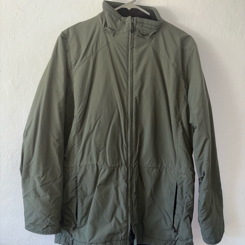Eddie Bauer Green Lightweight Shirt Jacket with High Collar